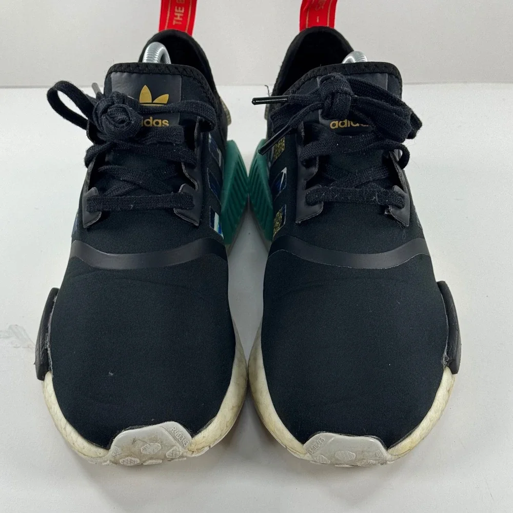 Adidas NMD R1 Core Black Floral Stripes Teal Accents Sneakers‎ FY3665 Mens 9
